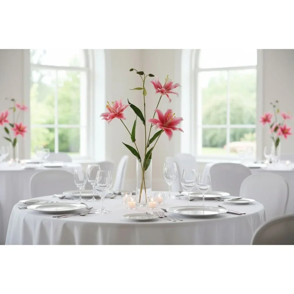 Luxury Artificial Hot Pink Lily Stem 27 Inch | Faux Asiatic Lily with Buds | Sym